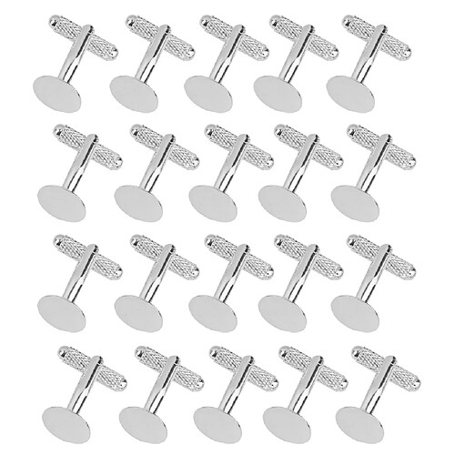 Lot de 20pcs Boutons de Manchette Plat Rond Vierge 12mm Artisanat - Argenté