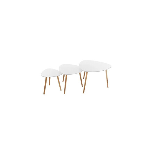 Atmosphera, Createur D'Interieur Lot de 3 tables à café Mileo Blanc - Atmosphera