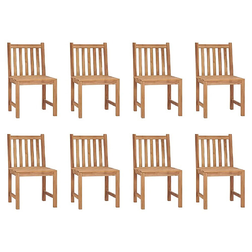 Maison Chic Lot de 8 Chaises de jardin,Fauteuil d'extérieur avec coussins Bois de teck massif -MN42352