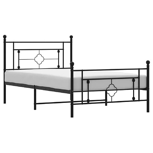 Maison Chic Cadre/structure de lit métal et tête de lit + pied de lit pour adulte - Lit Moderne Chambre noir 107x203 cm -MN82453