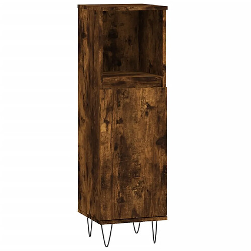 Maison Chic Armoire de bain,Meuble de rangement de salle de bain,Meuble haut chêne fumé 30x30x100 cm bois d'ingénierie -GKD861155