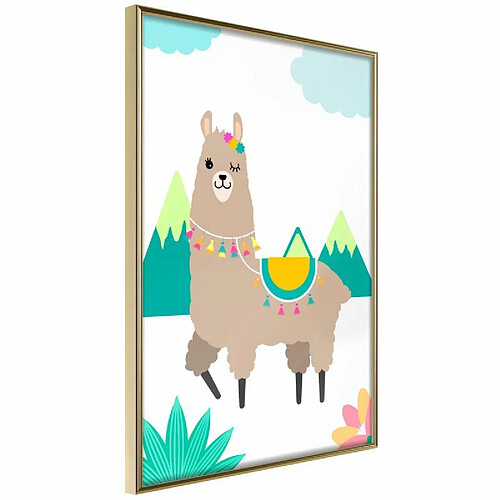 Paris Prix Affiche Murale Encadrée Playful Llama 20 x 30 cm Or