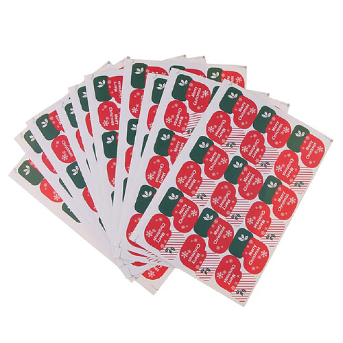 10 Feuilles (180pcs) Joyeux Noël Autocollants Papier Motif Chaussettes de Noël Stickers Étiquettes pour Noël Carte Cadeau Pâtisserie