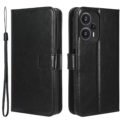 Htdmobiles Housse pour Xiaomi Poco F5 5G / Redmi Note 12 Turbo - etui coque pochette portefeuille + film ecran - NOIR