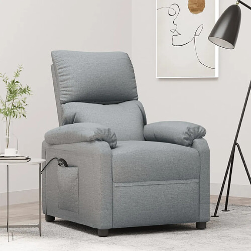 vidaXL Fauteuil inclinable électrique Gris clair Tissu