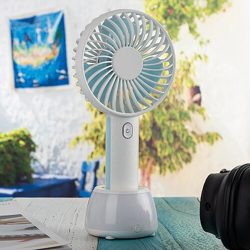 Wewoo D401 4W Ventilateur électrique portatif à chargement USBavec commande à 3 vitesses et base lumineuse à LED bleu