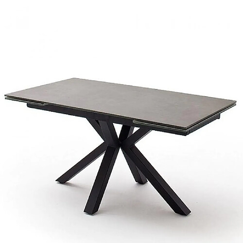 Inside 75 Table extensible NODA 160 x 90 cm plateau céramique anthracite pied acier laqué anthracite