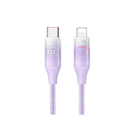 Eko Câble de charge 30W Type-C à Lightning 1.2m Display XM avec Rétro-éclairage LED Violet