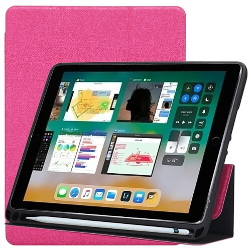 Wewoo Smart Cover Magenta pour iPad Pro 10,5 pouces, avec trois pliage Holder & Pen Slots Tissu Texture Motif Horizontal Housse en cuir Flip