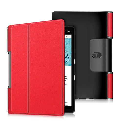 Etui en PU avec support tri-pliure rouge pour votre Lenovo Yoga Smart Tab YT-X705