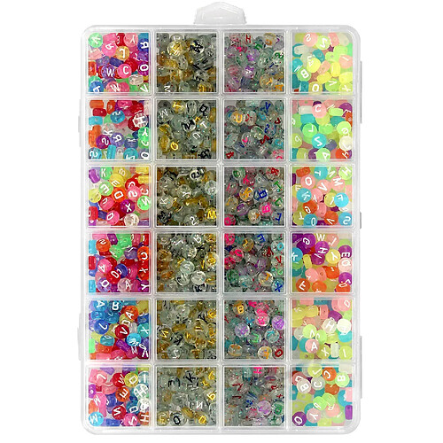 Avizar Kit DIY bijou Perles Lettres Translucides et à Paillettes et Nylon Boîte Solide