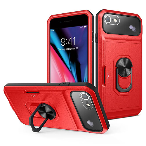 Coque en TPU + acrylique avec béquille rouge/noir pour votre iPhone 7/8/SE (2020)/(2022)