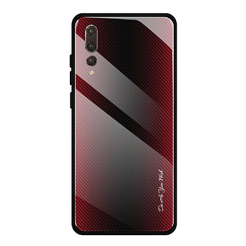 Wewoo Coque Pour Huawei P20 Pro Housse de protection en verre dégradé de texture rouge