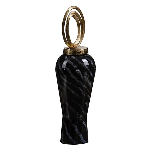 BigBuy Home Vase Verre Noir Doré Métal 15 x 15 x 46 cm