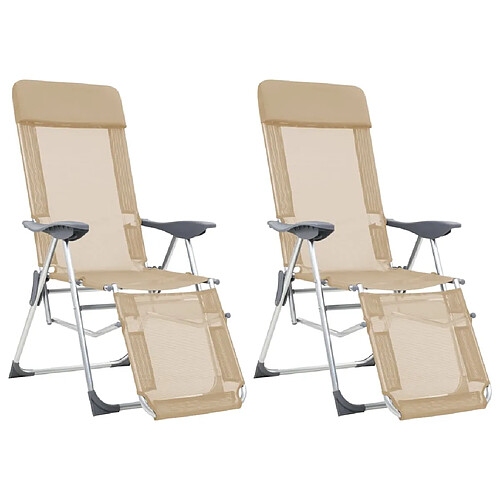 vidaXL Chaises de camping pliantes et repose-pied lot de 2 textilène