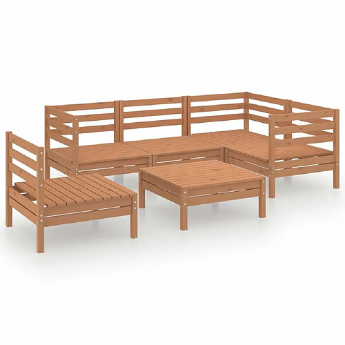 Maison Chic Salon de jardin 6 pcs - Table et chaises d'extérieur - Mobilier/Meubles de jardin Moderne Bois de pin massif Marron miel -MN35723