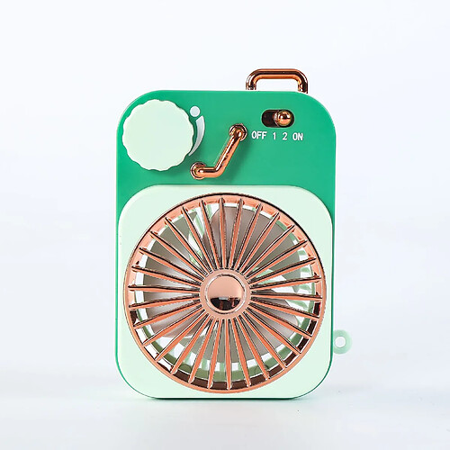 (Vert) Mini Ultra-Mince Avec Alimentation Usb Ventilateur à Crochet Portatif Créatif Portable Rechargeable