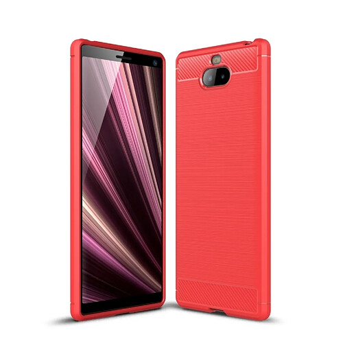 Wewoo Coque en TPU souple texturée fibre de carbone pour Sony Xperia XA3 Ultra (rouge)