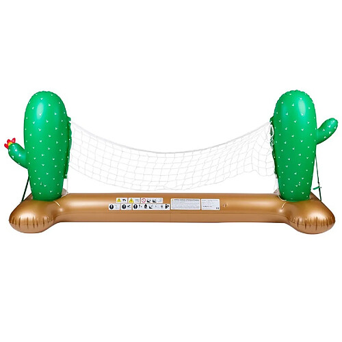 Airmyfun Filet de Volley Gonflable et Flottant pour Piscine & Plage, 274 x 165 x 37 cm - Design Cactus