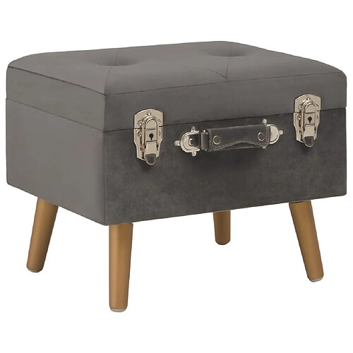 vidaXL Tabouret de rangement 40 cm Gris Velours