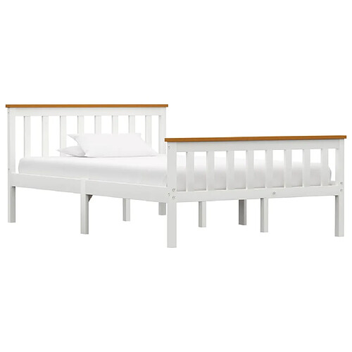 Maison Chic Lit adulte - Lit simple Cadre de lit,Structure du lit Contemporain Blanc Bois de pin massif 120 x 200 cm -MN76806