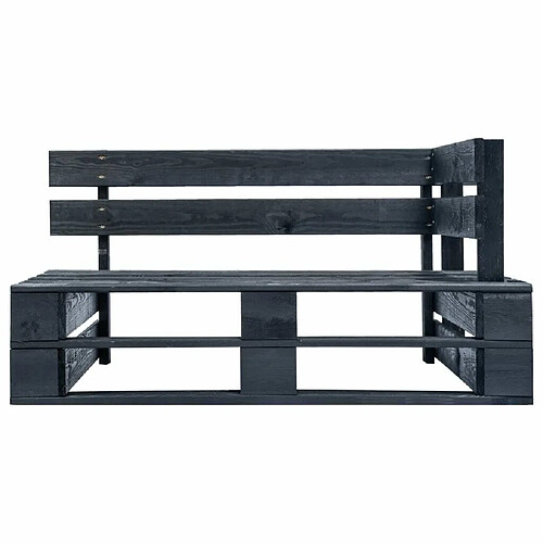 Maison Chic Banc d'angle palette de jardin | Banc d'extérieur bois noir -GKD11275