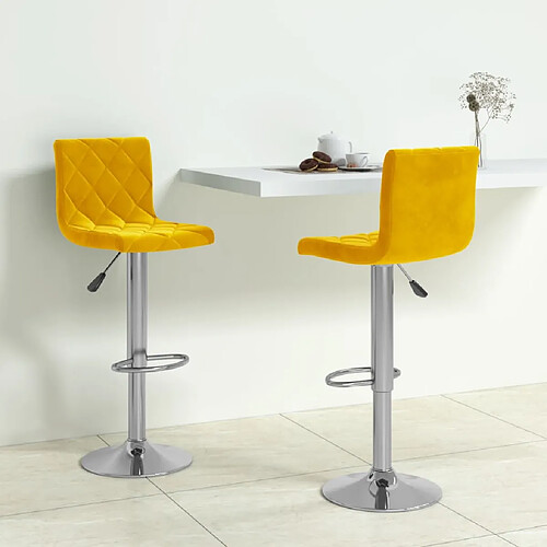 vidaXL Tabourets de bar lot de 2 jaune moutarde velours