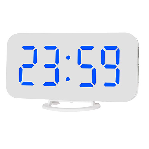 led réveil numérique usb charge snooze temps mémoire miroir horloge bleu