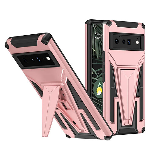 Coque en TPU anti-griffes avec béquille en V, rose pour votre Google Pixel 6 Pro