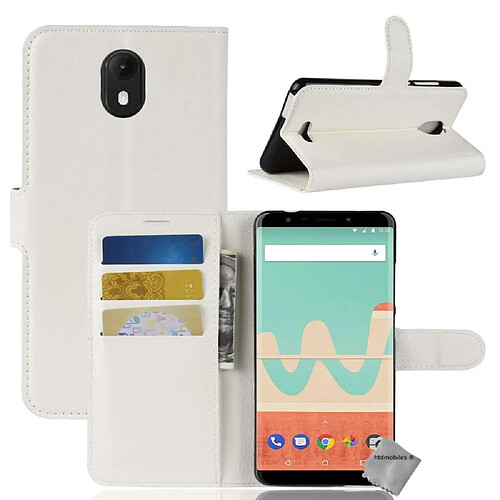 Htdmobiles Housse etui portefeuille pour Wiko View Go + film ecran - BLANC