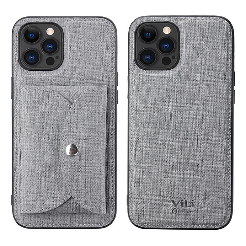 Vili Coque en TPU + PU Absorption magnétique mobile enduite gris pour votre Apple iPhone 12 Pro Max