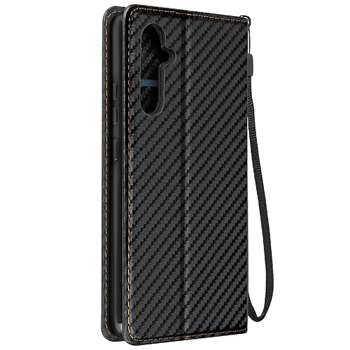 Avizar Etui pour Samsung Galaxy A34 5G Effet Carbone Portefeuille Support vidéo Noir