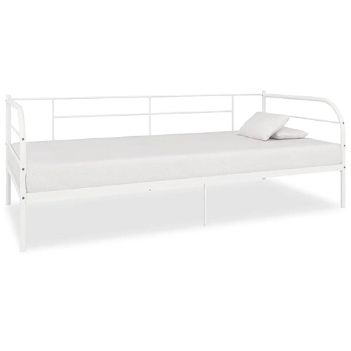 vidaXL Cadre de lit de jour sans matelas blanc métal 90x200 cm