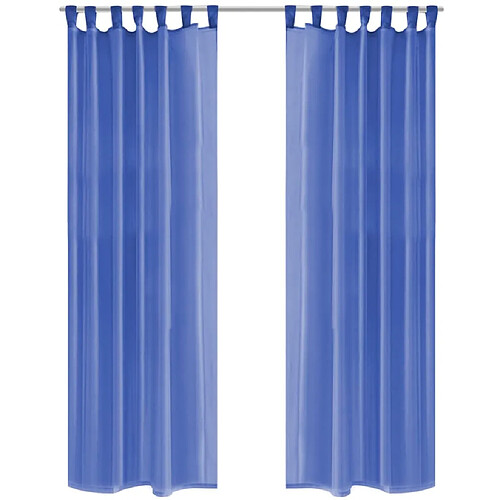 vidaXL Rideau occultant 2 pcs Voile 140 x 225 cm Bleu royal