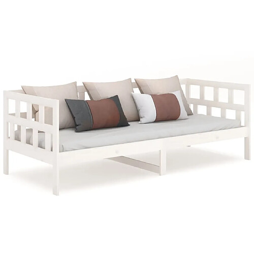 Maison Chic Lit de jour, Lit de repos pour Salon Chambre,Canapé-lit,Lit d'invité blanc bois de pin massif 90x200 cm -MN72847