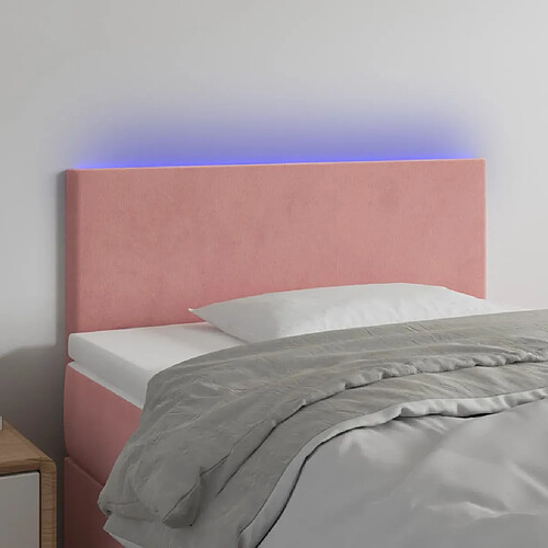 vidaXL Tête de lit à LED Rose 100x5x78/88 cm Velours