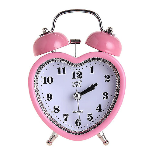 Universal Réveil à double sonnerie en forme d'amour silencieux et horloge de bureau lumineuse