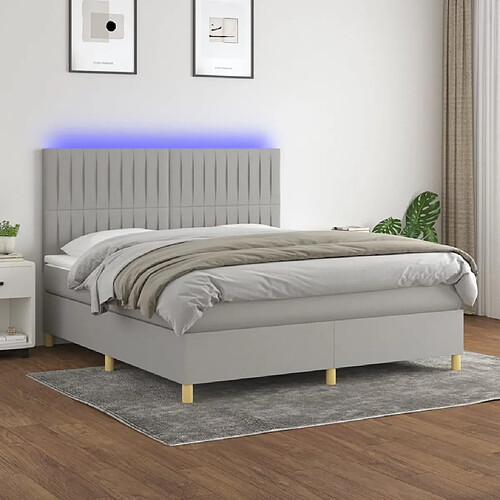 Sommier à lattes,Cadre à lattes de lit pour Adulte matelas et LED Gris clair 160x200 cm -MN31690