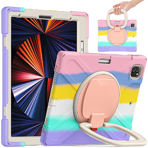 Coque en TPU + silicone à absorption magnétique, hybride avec béquille coloré/rose pour votre Apple iPad Pro 12.9 pouces (2021)