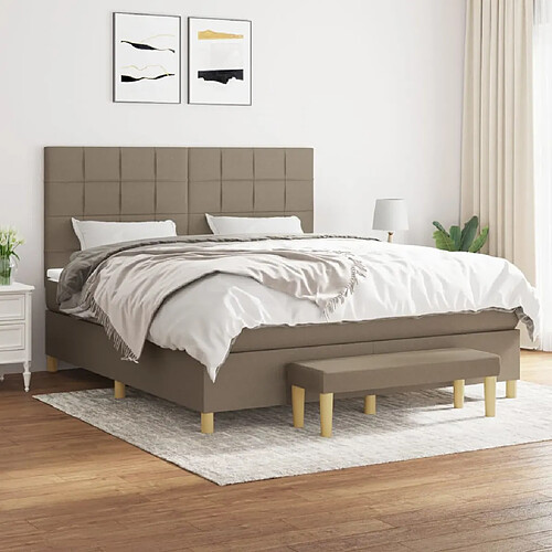 vidaXL Sommier à lattes de lit avec matelas Taupe 180x200 cm Tissu