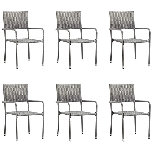 vidaXL Chaises à dîner d'extérieur 6 pcs Résine tressée Anthracite