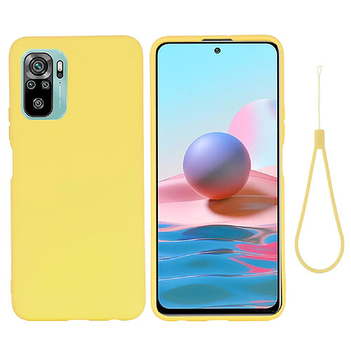 Coque en silicone souple avec sangle jaune pour votre Xiaomi Redmi Note 10 4G/Redmi Note 10S