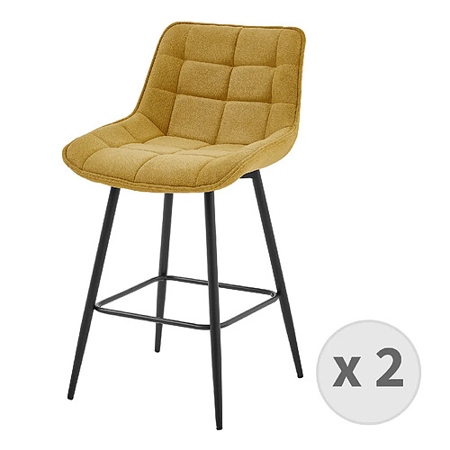 Moloo GRANT - Fauteuil de bar en tissu Moutarde et métal noir (x2)