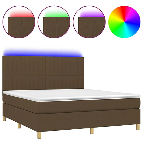 Maison Chic Lit adulte- Lit + matelas + LED,Sommier à lattes de lit matelas et LED Marron foncé 160x200 cm -GKD68874