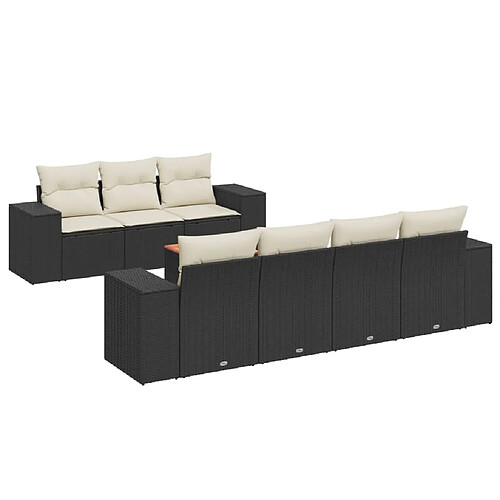 Maison Chic Salon de jardin 8 pcs avec coussins | Ensemble de Table et chaises | Mobilier d'Extérieur noir résine tressée -GKD44864