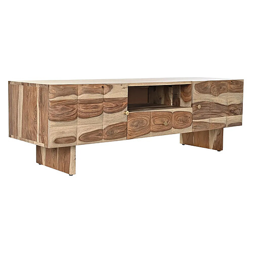 Pegane Meuble TV en bois de Sheesham coloris naturel / marron - Longueur 145 x Hauteur 46 x Profondeur 45 cm