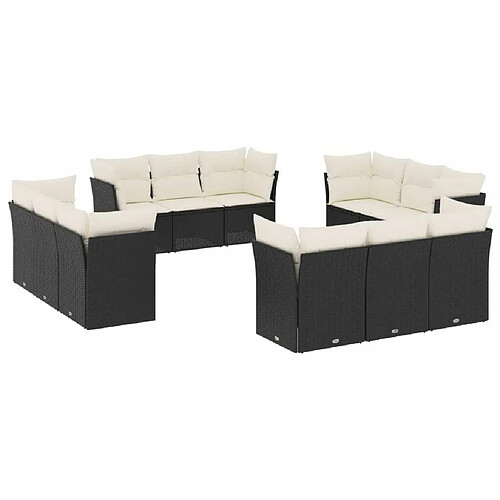 Maison Chic Salon de jardin 12 pcs avec coussins | Ensemble de Table et chaises | Mobilier d'Extérieur noir résine tressée -GKD34735