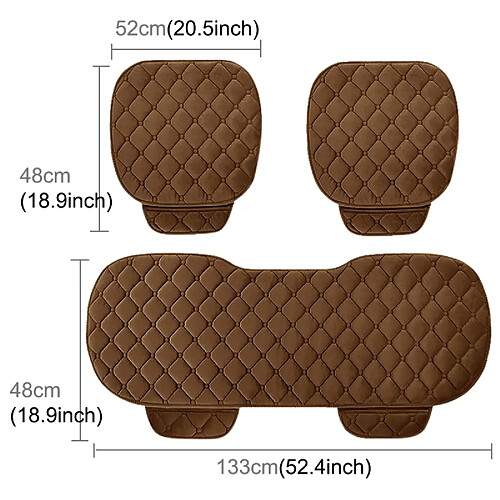 Wewoo 3 PCS / Set Luxueux coussin de couverture de siège de voiture chaud Universel avant arrière couvre housses de Pad anti-dérapant chaise tapis de sans en peluche café