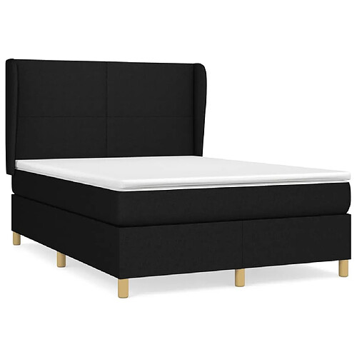 Maison Chic Lit adulte- Lit + matelas,Sommier à lattes de lit avec matelas Noir 140x200 cm Tissu -GKD86168