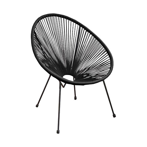 ALIZÉ Fauteuil de jardin en acier et assise en fil de résine Rio gris, noir.